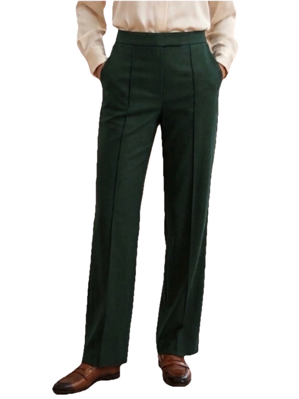 Vince Dark Green Wool Blend Pull On Womenâs Straight Leg Pants Size Xxs
